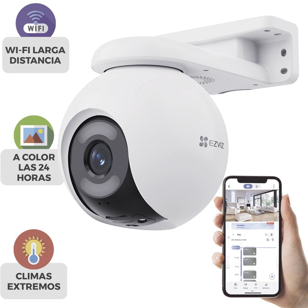 SILYMX white 4MP PTZ WiFi security camera with ColorFull Vision, 360° view, AI human/vehicle detection, and long-distance Wi-Fi. Mounted on a white bracket.