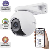 SILYMX white 4MP PTZ WiFi security camera with ColorFull Vision, 360° view, AI human/vehicle detection, and long-distance Wi-Fi. Mounted on a white bracket.