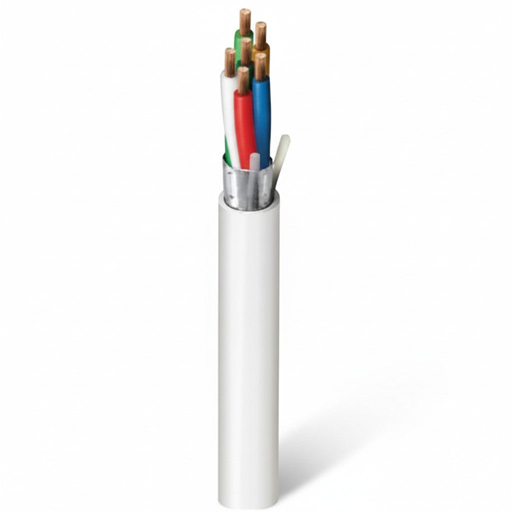SILYMX 6-conductor 18 AWG shielded audio and control cable, grey PVC jacket, 305 meters.