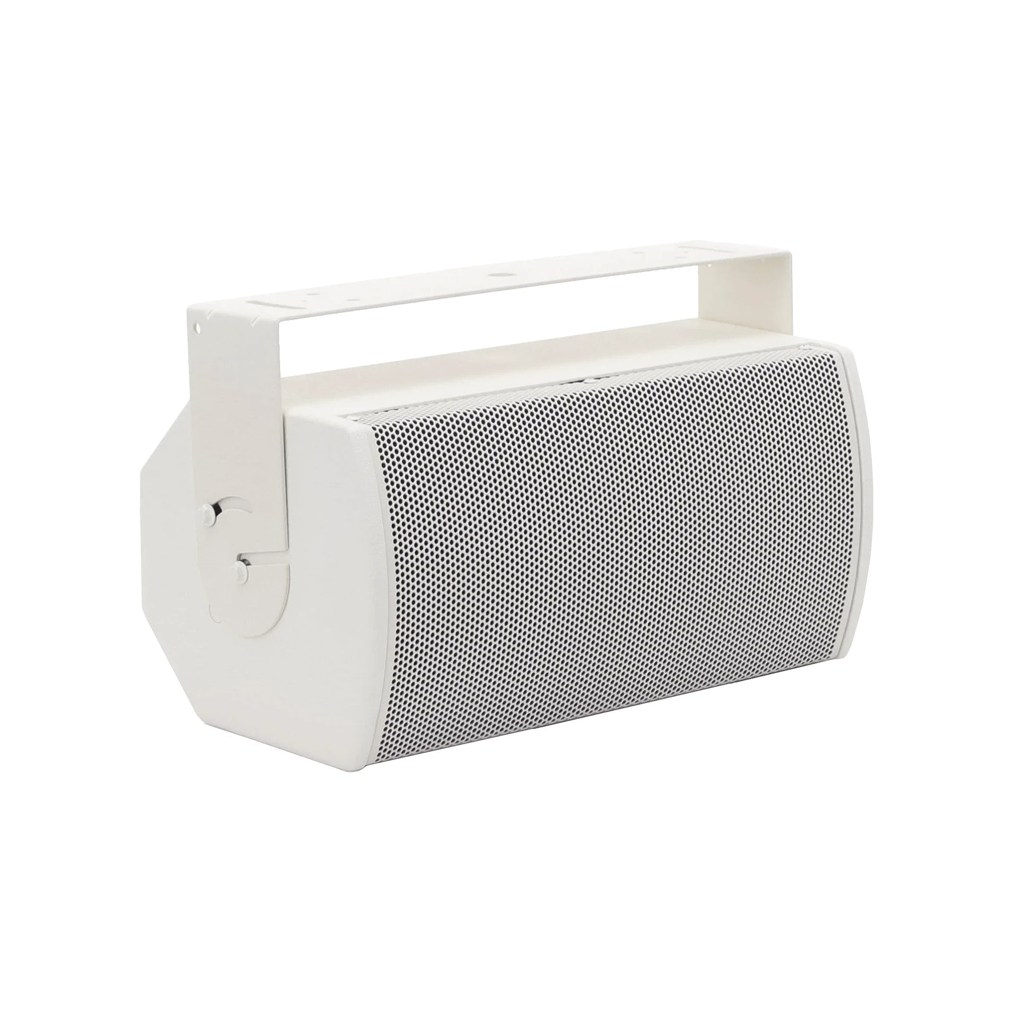 SILYMX ArenaMatch Utility white outdoor wall-mount speaker with metal grille and adjustable mounting bracket