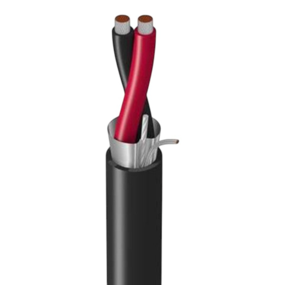 SILYMX Belden 2x16 AWG shielded instrumentation cable with black and red conductors and aluminum foil shielding
