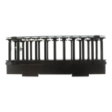 SILYMX black 2U horizontal rack cable organizer with molded steel and plastic fingers and a flip-up cover.