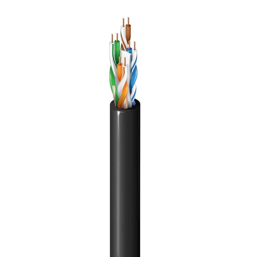 SILYMX black Cat6 UTP network cable with 4 twisted pairs of solid copper conductors, AWG 23, for Gigabit Ethernet.