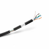SILYMX black outdoor FTP Cat5e network cable, 152m (500ft), shielded, UL certified, with exposed twisted pairs.