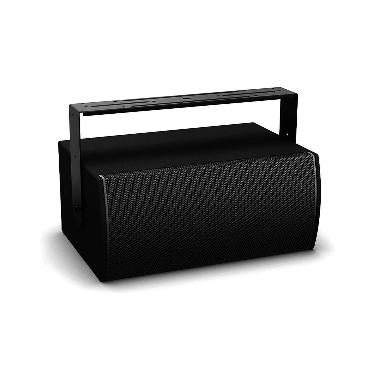 SILYMX black outdoor passive subwoofer with dual 10-inch drivers and mounting bracket, IP55 rated for weather