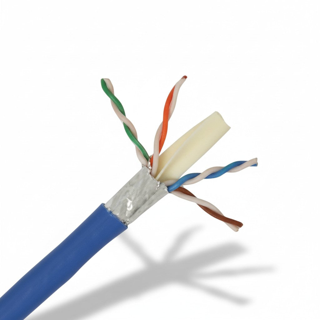 SILYMX blue Cat6A UTP 304m cable with 23 AWG solid copper conductors and PVC jacket.