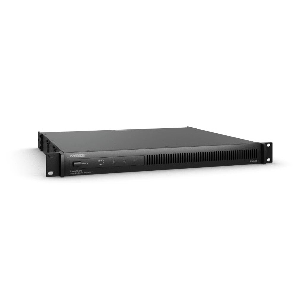 SILYMX Bose PowerShare 4-channel adaptable power amplifier in black rack-mount design with Dante connectivity