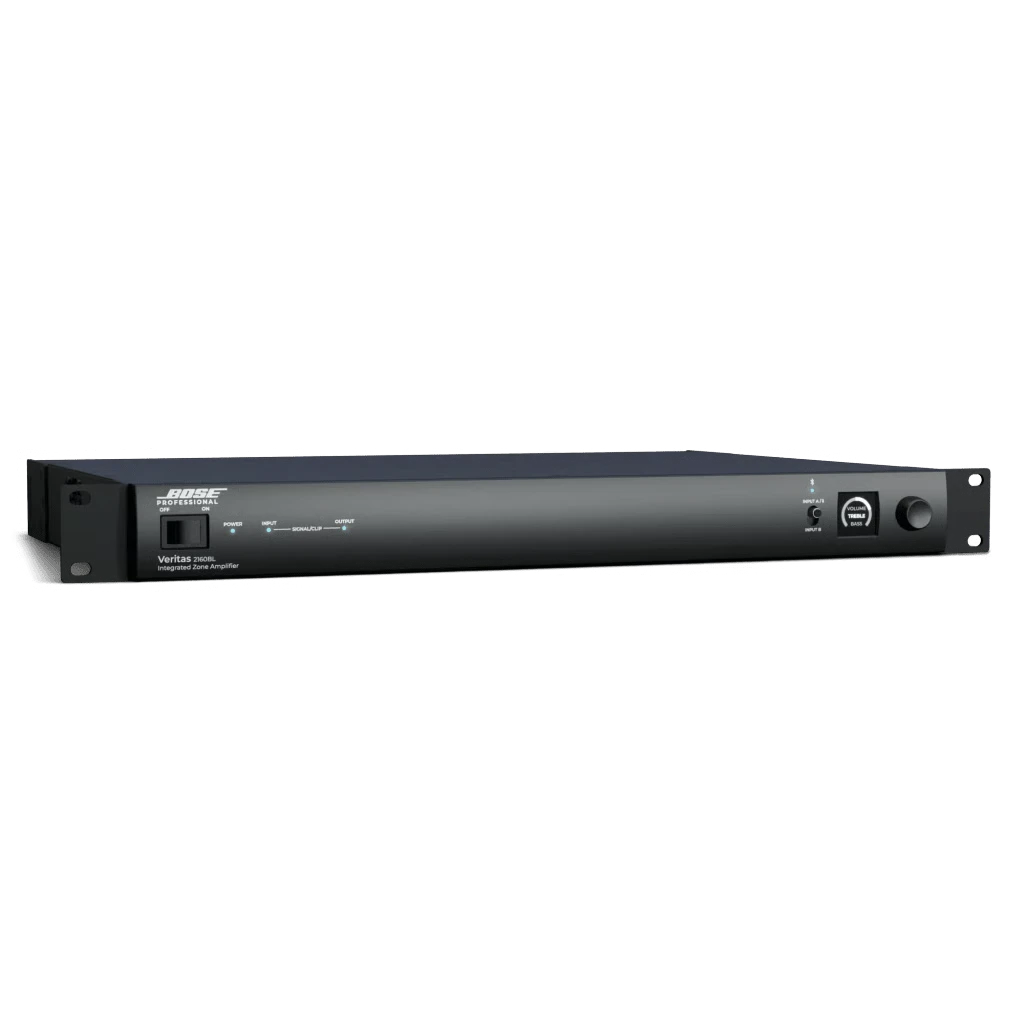 SILYMX Bose Professional Veritas 2508L integrated zone amplifier in black with front panel controls and LED indicators