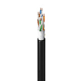 SILYMX Cat6A UTP riser cable, 23 AWG solid copper, 500MHz, black PVC jacket, showing four twisted pairs inside.