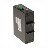 SILYMX Dahua 8-port PoE switch in a black metal industrial housing with DIN rail mount, side view