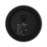 SILYMX Designmax 10-inch black pendant subwoofer rear view showing wiring terminals and technical specifications