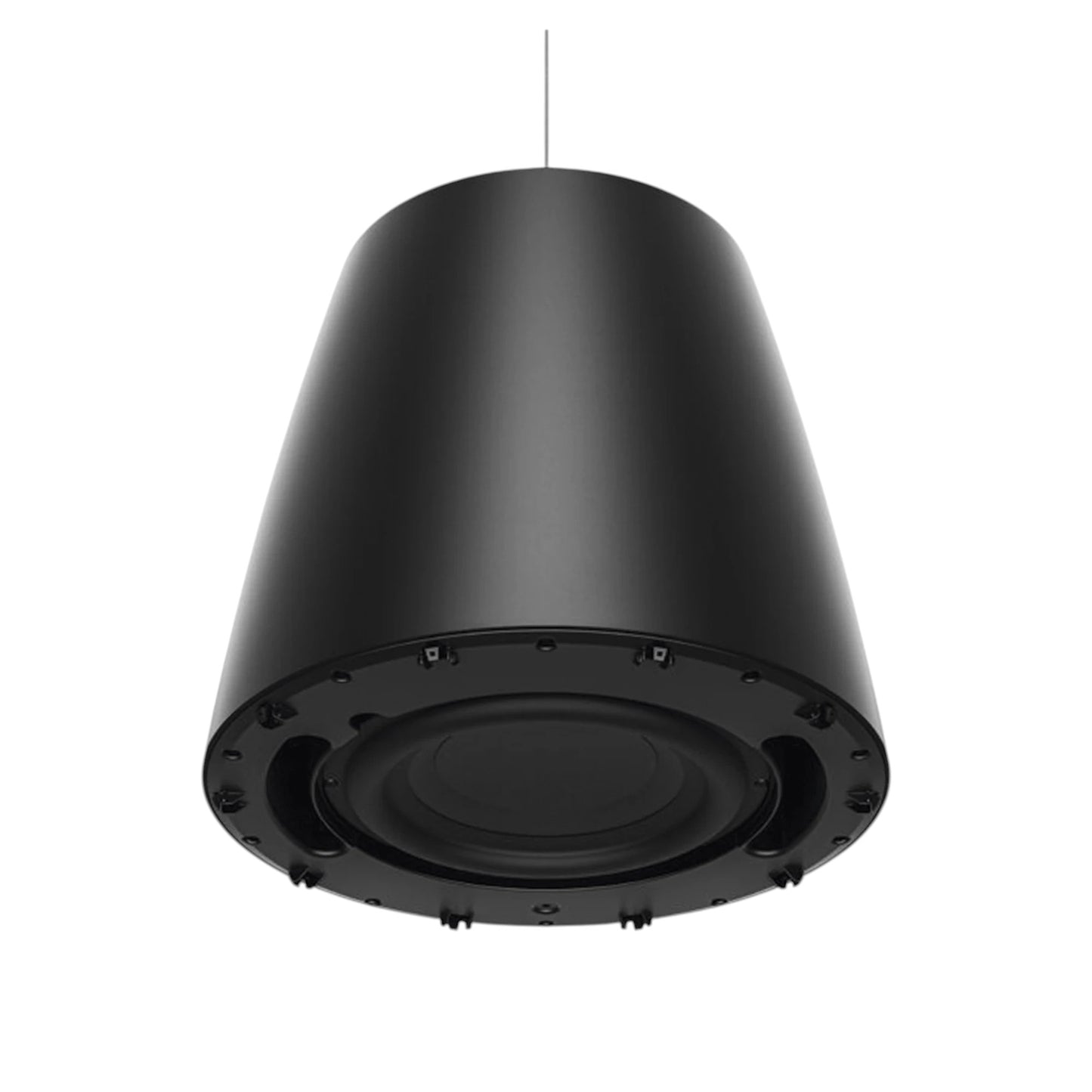 SILYMX Designmax 10-inch black pendant subwoofer for commercial audio installations