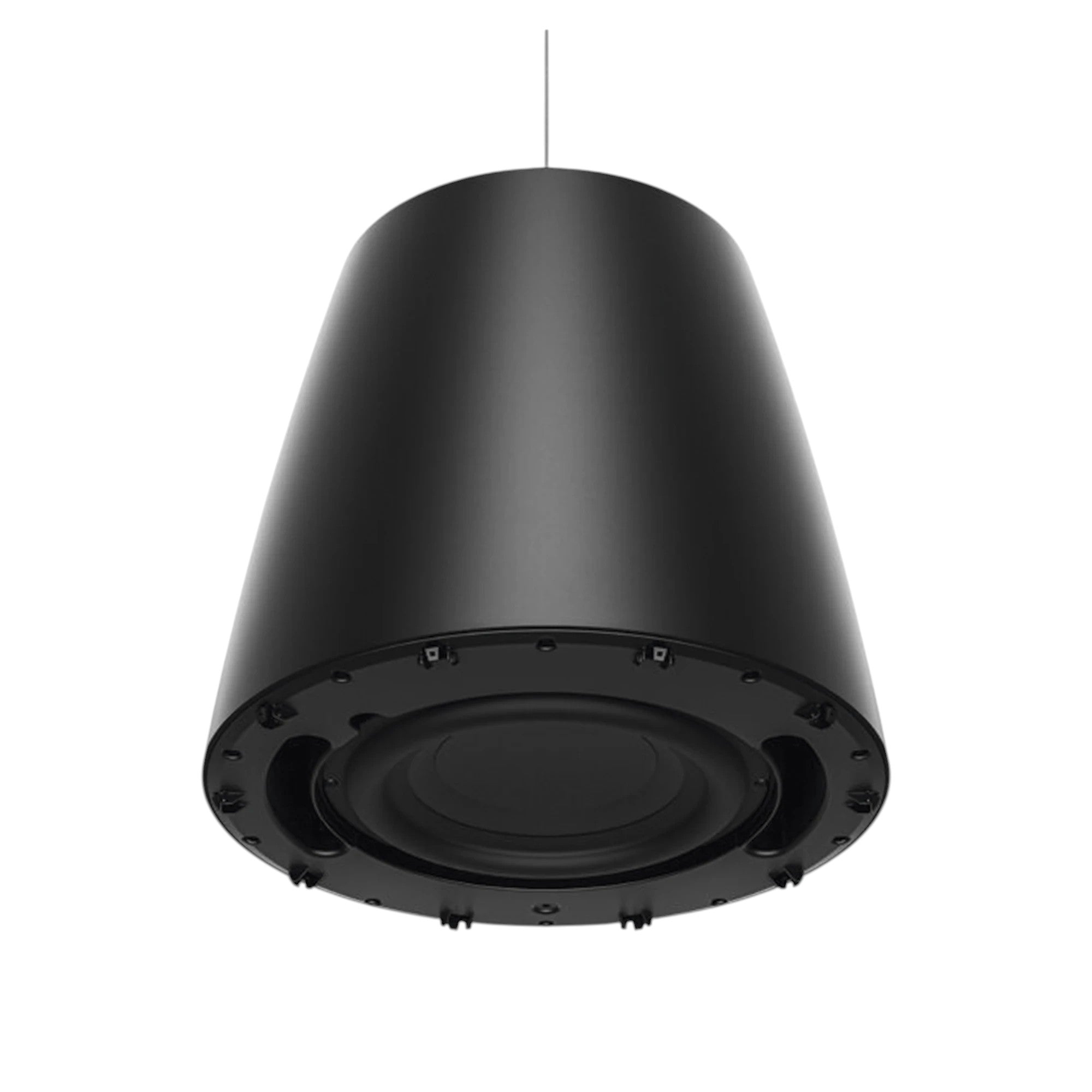 SILYMX Designmax 10-inch black pendant subwoofer for commercial audio installations