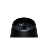 SILYMX Designmax Luna black pendant speaker top view showing suspension cable and connection terminal