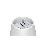 SILYMX white Designmax Luna pendant speaker top view showing the suspension cable and mounting hardware