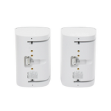 SILYMX pair of white DesignMax 5-inch wall-mount outdoor speakers showing rear connection terminals