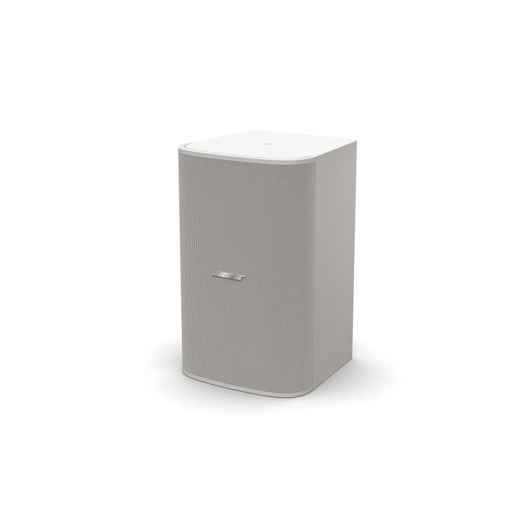 SILYMX Designmax 10-inch white wall-mount subwoofer with a clean, modern aesthetic for professional audio systems.