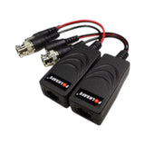 SILYMX Folksafe FS-HD4301VP passive balun transmitter/receiver for up to 2MP AHD/TVI cameras, with integrated mini-coaxial cable.