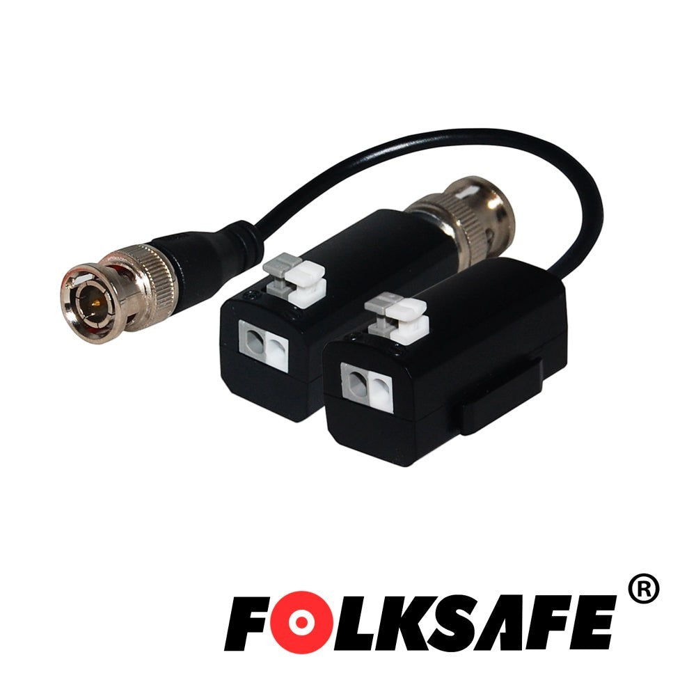 SILYMX Folksafe passive video transceiver with BNC connector and push-in terminals for CCTV cameras.