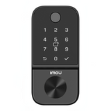 SILYMX Imou Cubo1 smart outdoor door lock with fingerprint scanner, numeric keypad, and Mifare card reader in black.
