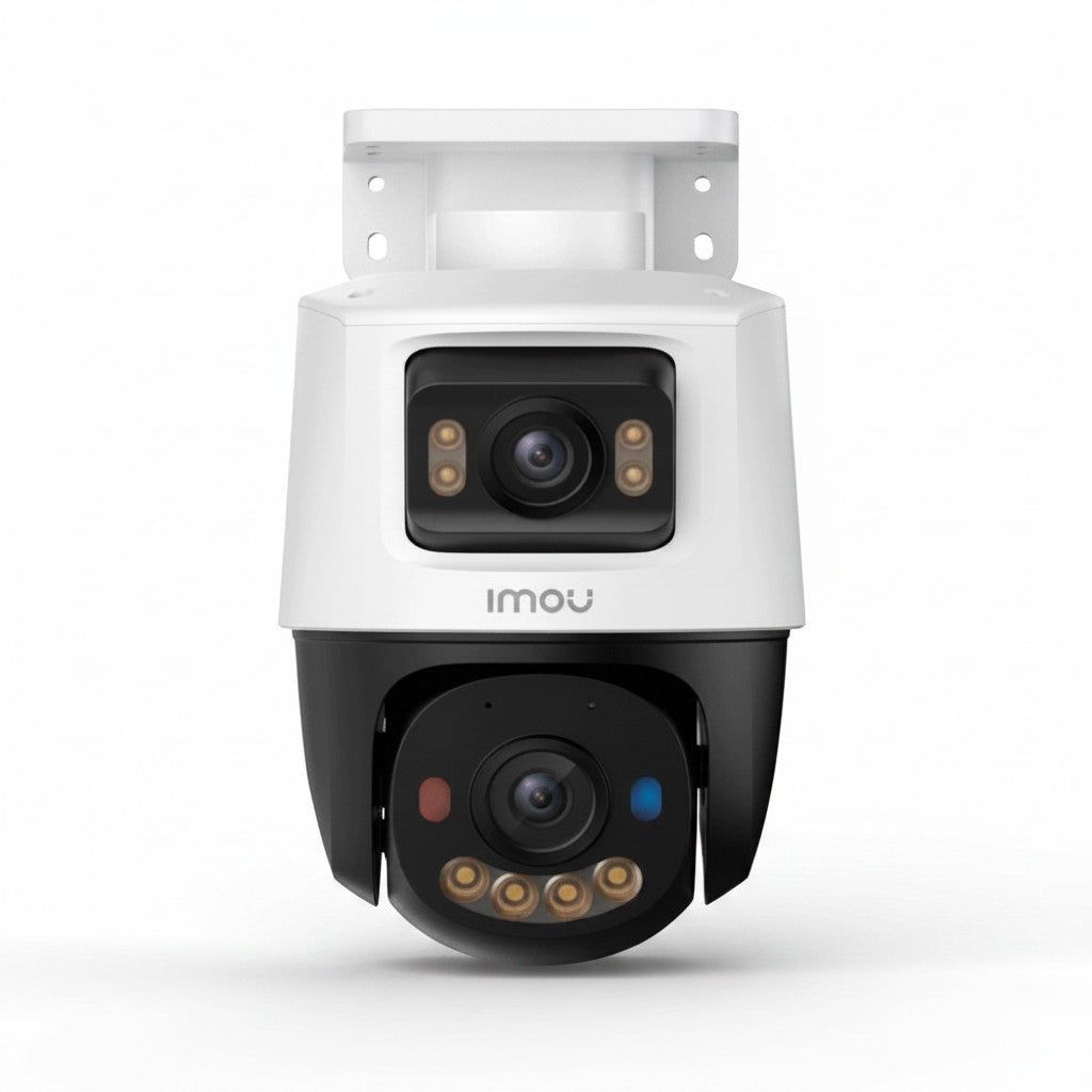 SILYMX IMOU dual-lens 10MP IP security camera with white housing, PTZ functionality, and active deterrence LEDs.