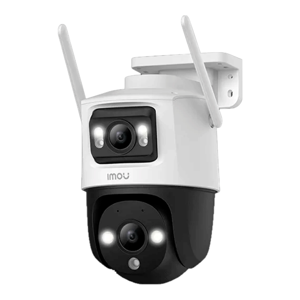 SILYMX IMOU 6MP dual-lens PT security camera with white housing, LED lights, and AI tracking for outdoor surveillance.