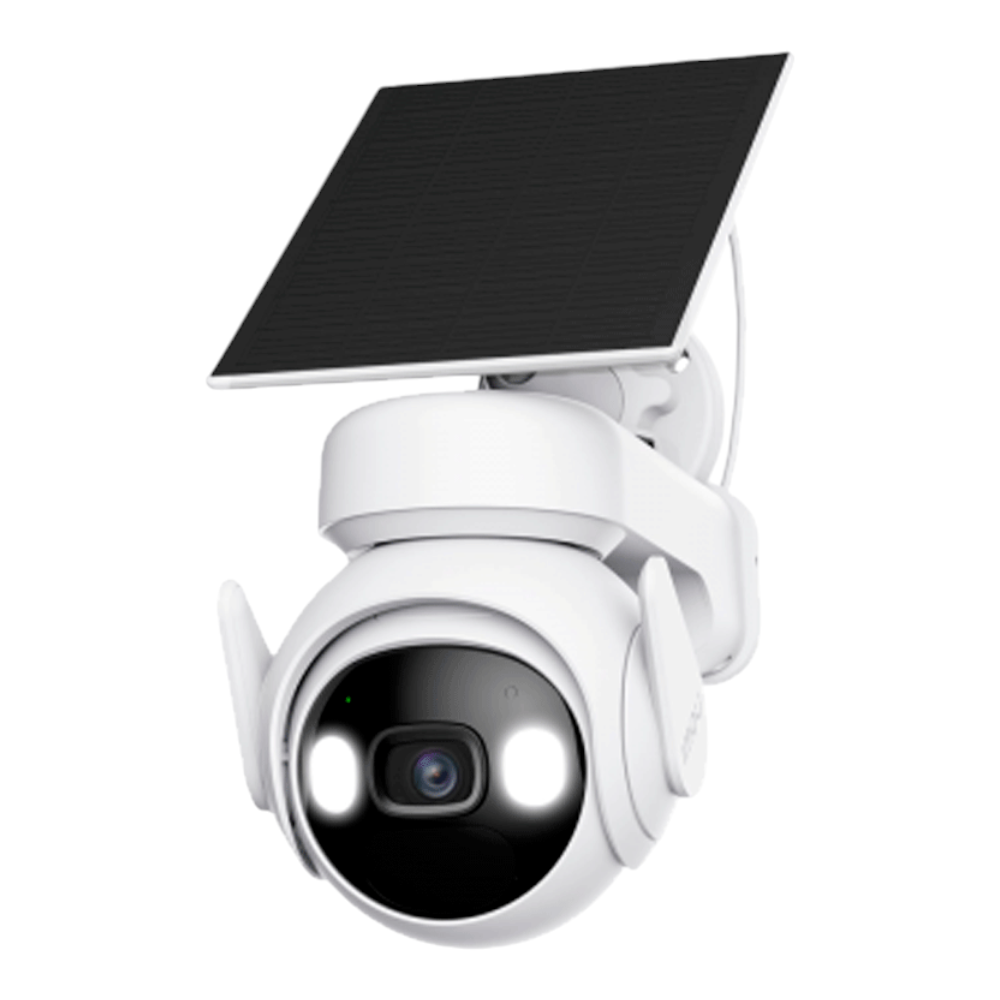 SILYMX IMOU Cell PT 3MP WiFi security camera with integrated solar panel, white housing, and PIR motion sensor.