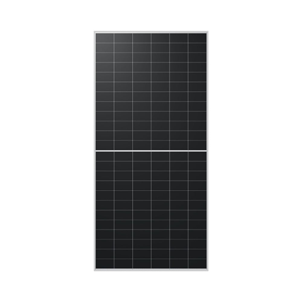 SILYMX LONGi 650W bifacial monocrystalline solar panel with anti-dust coating, 144 half-cut cells, silver aluminum frame.