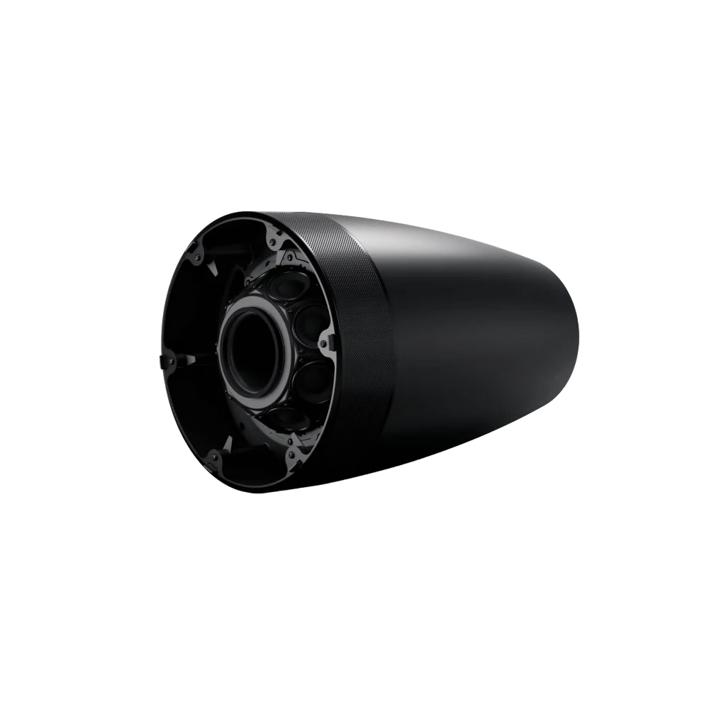 SILYMX Luna black pendant speaker with 8-driver circular array and integrated 8-inch woofer for extended range audio