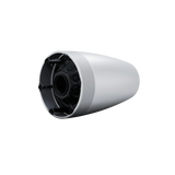 SILYMX Luna white pendant speaker with 8-driver circular ring array and integrated 8-inch woofer