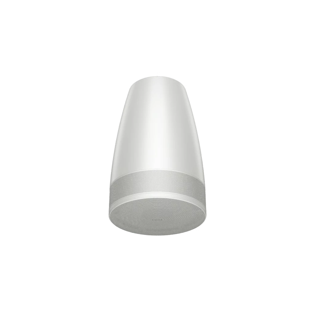 SILYMX Luna white pendant speaker with 8-driver circular array and integrated 8-inch woofer for wide coverage