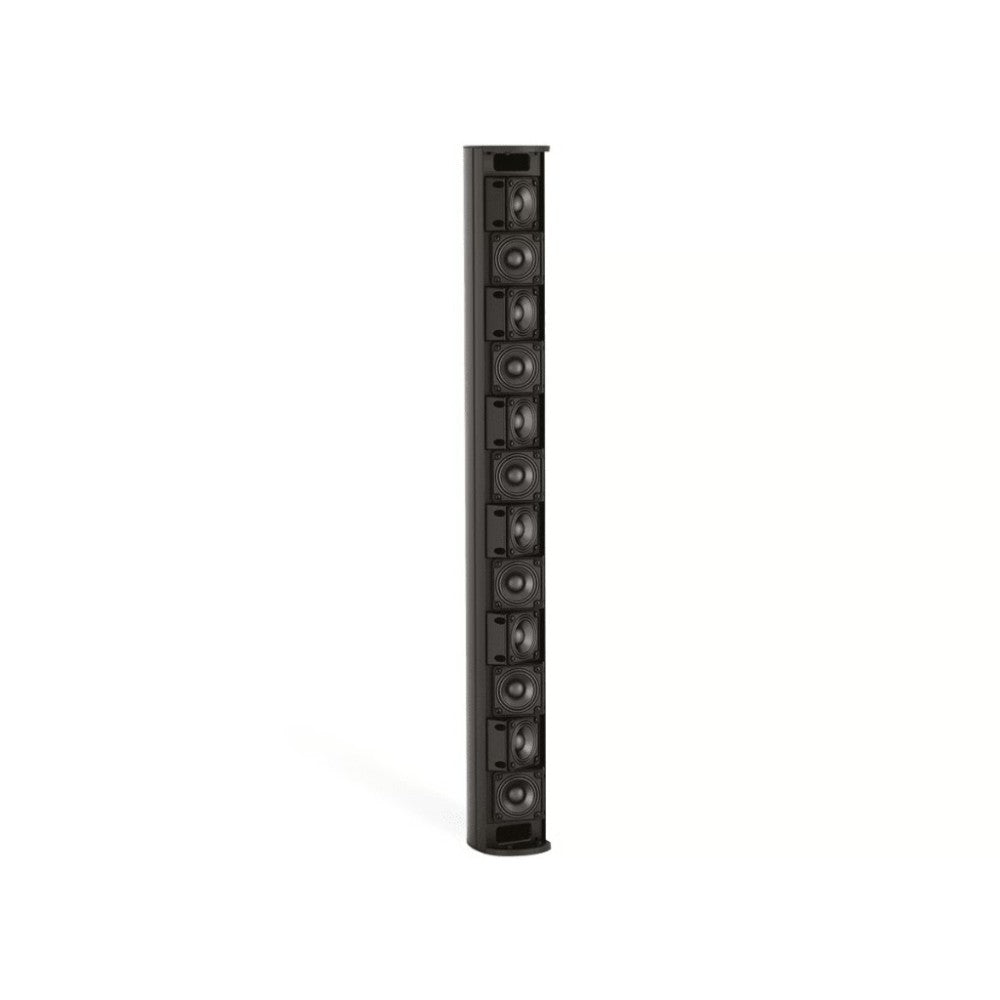SILYMX Panaray modular column array speaker in black with 12 drivers and an extruded aluminum cabinet.