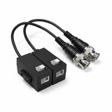 SILYMX pair of black passive HDCVI 4K video baluns with BNC and RJ45 connectors for UTP Cat5E/6 cable