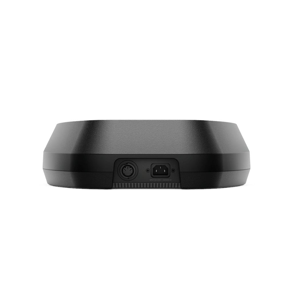 SILYMX portable audio system base unit showing rear power input and connector ports on a black background