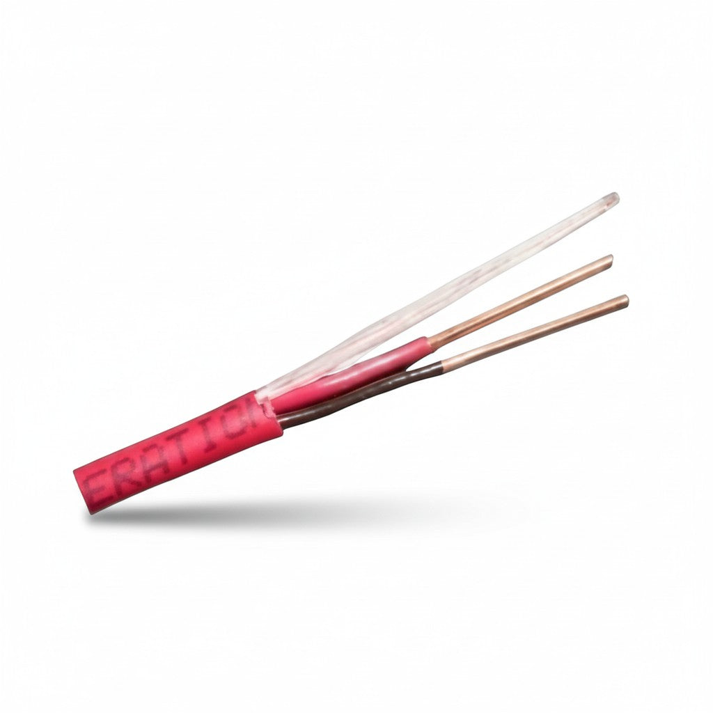 SILYMX red 2x18 AWG FPLR riser unshielded fire alarm cable, 305m spool. Copper conductors.