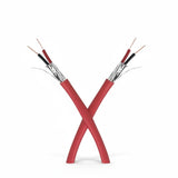 SILYMX red 2x14 AWG shielded FPLR alarm cable with solid copper conductors.