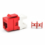 SILYMX Red Cat6+ RJ-45 female jack with KeyConnect system, tool-less termination. Includes wire management clip.