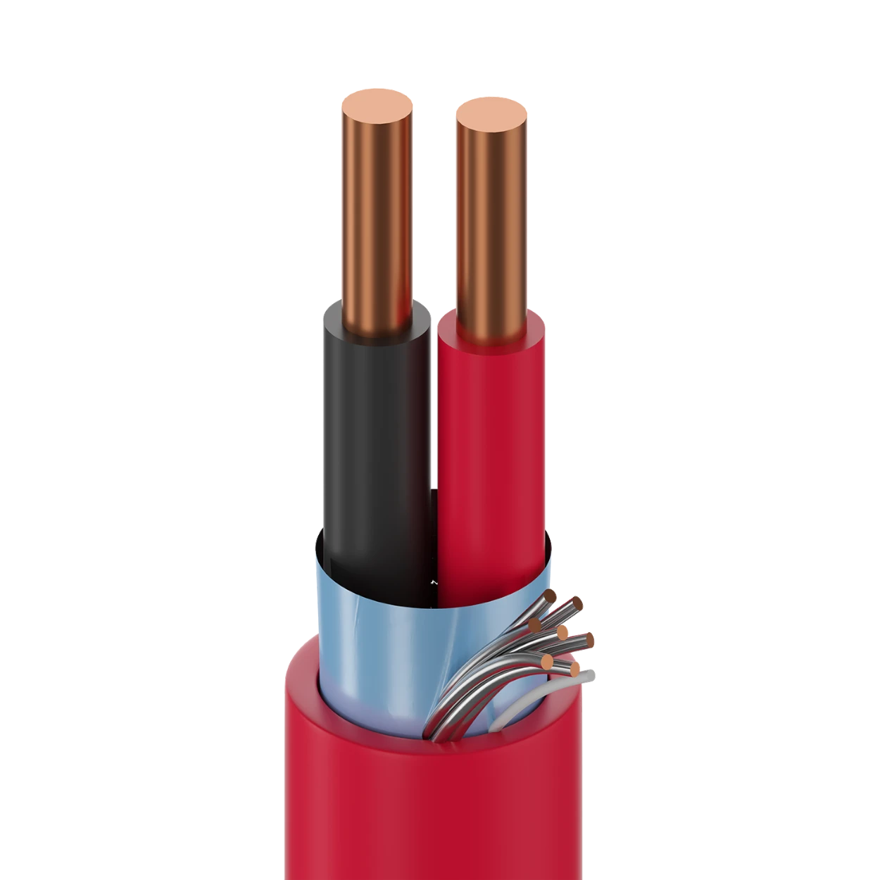 SILYMX red 2x16 AWG fire alarm cable, 305 meters, solid copper conductors, PVC jacket.