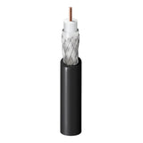 SILYMX black RG6 18 AWG coaxial cable, 305m spool, solid copper conductor, foam polyethylene dielectric, 60% braided shield, for indoor/outdoor use.
