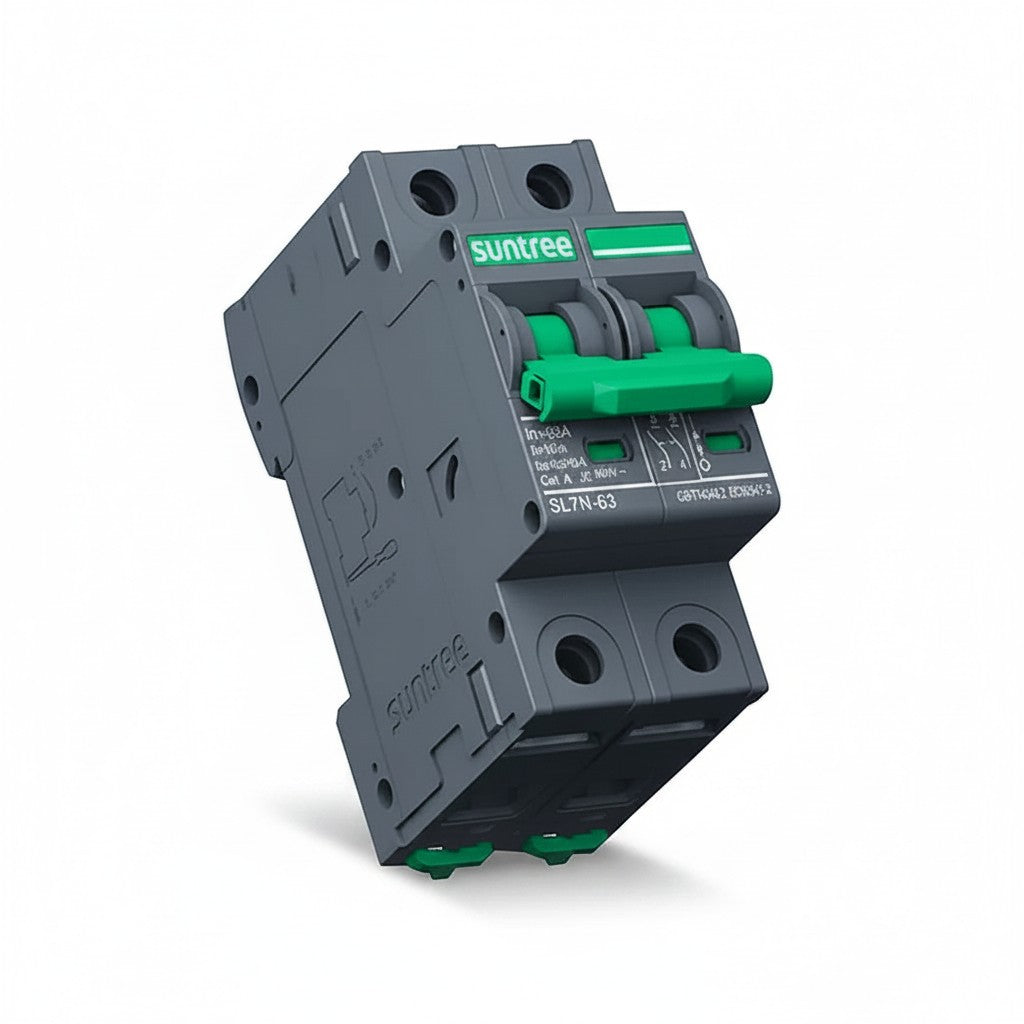 SILYMX SL7N63C25/2P DC thermal magnetic circuit breaker, 25A, 800VDC, 2-pole, for photovoltaic systems.