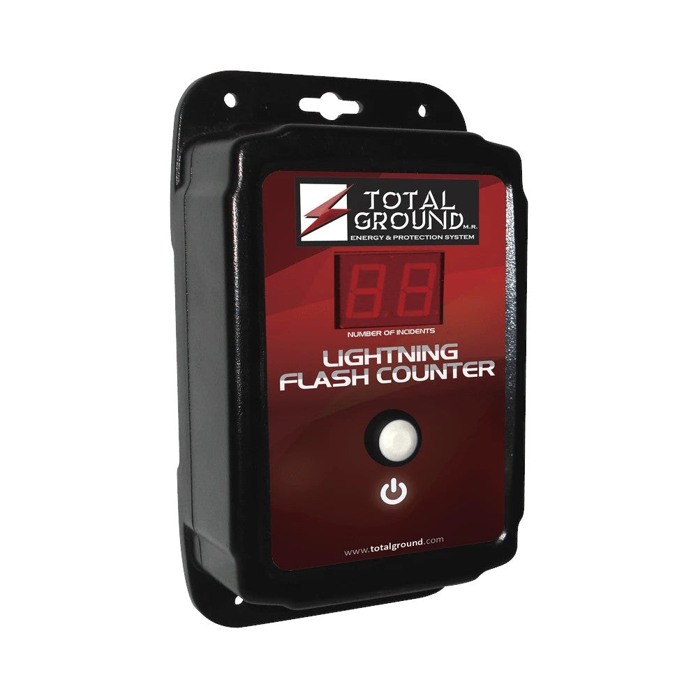 SILYMX TOTAL GROUND TG-CDA lightning flash counter with a 6-digit display, IP67 NEMA 4X rated for outdoor use.