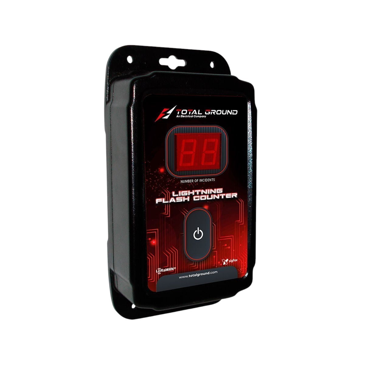 SILYMX TOTAL GROUND TG-CDA lightning flash counter with digital display in a rugged black IP67 NEMA 4X enclosure
