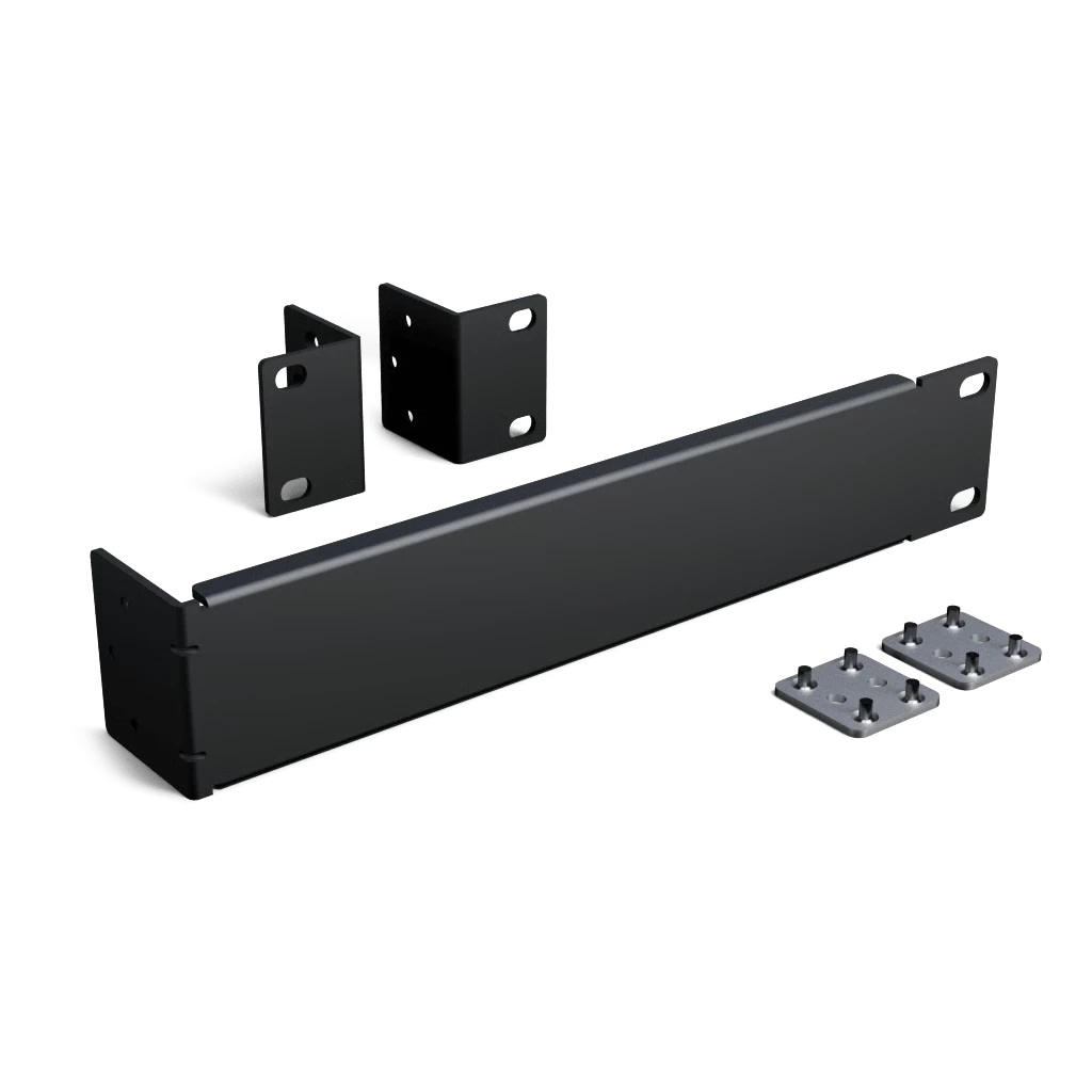 SILYMX rack mount kit for Veritas amplifiers featuring black metal brackets and mounting hardware on black background
