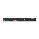 SILYMX Veritas amplifier rear panel showing balanced and unbalanced inputs, DSP controls, and output terminals.
