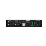 SILYMX Veritas 100W integrated zone amplifier rear panel with RCA, balanced inputs, and 70V-100V output terminals.