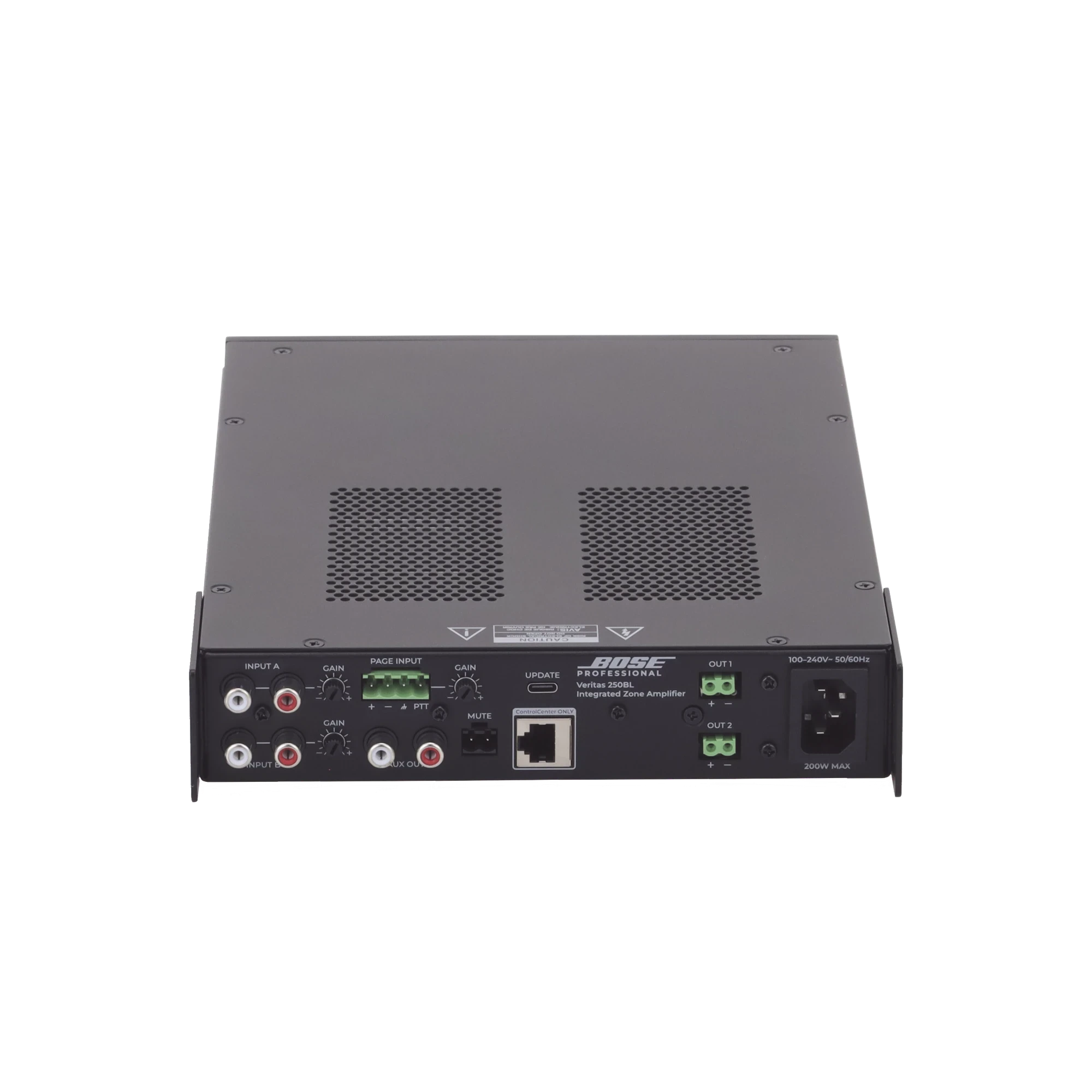 SILYMX Veritas integrated zone amplifier rear panel with RCA, balanced inputs, and speaker outputs