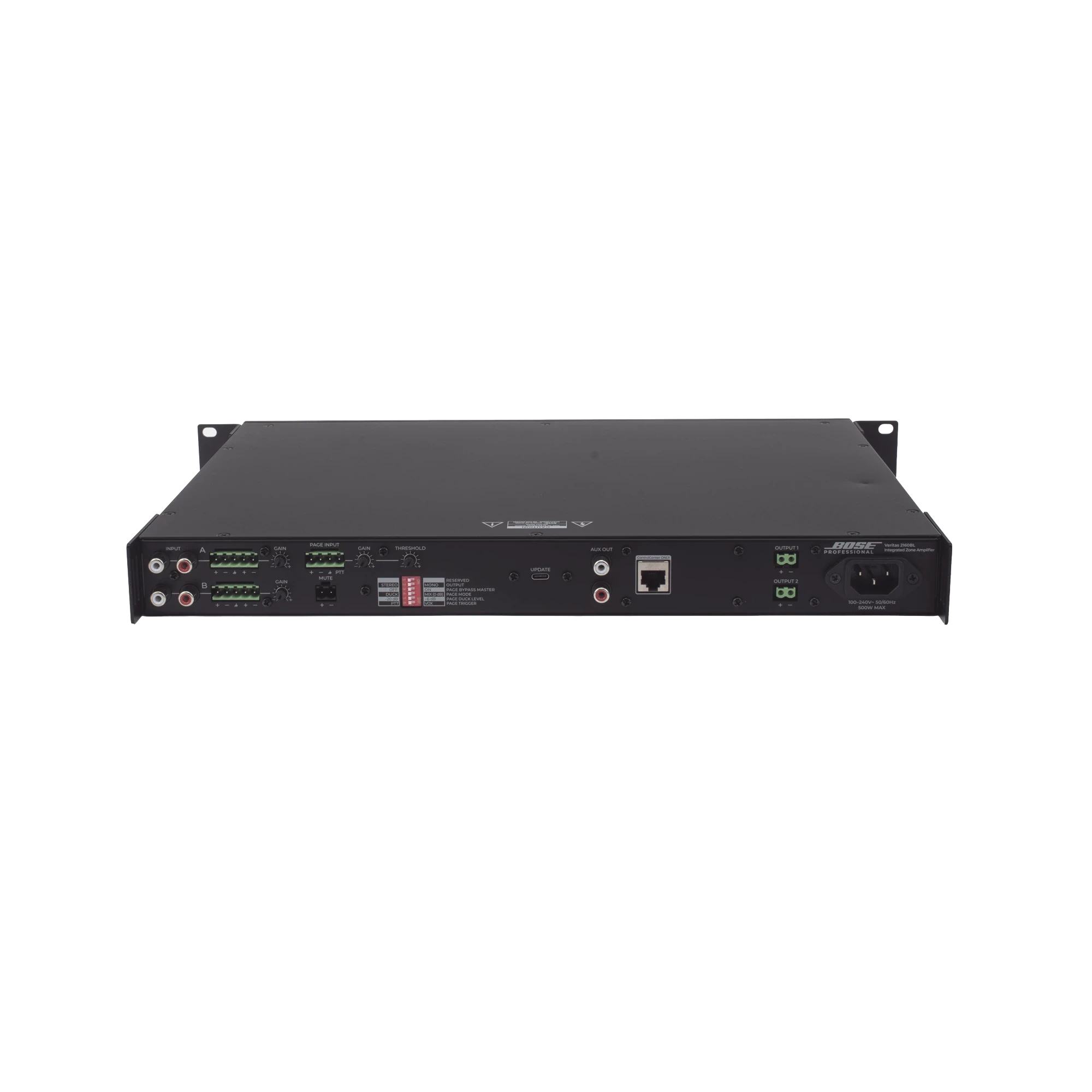 SILYMX Veritas professional audio amplifier rear panel with balanced and unbalanced inputs and output terminals