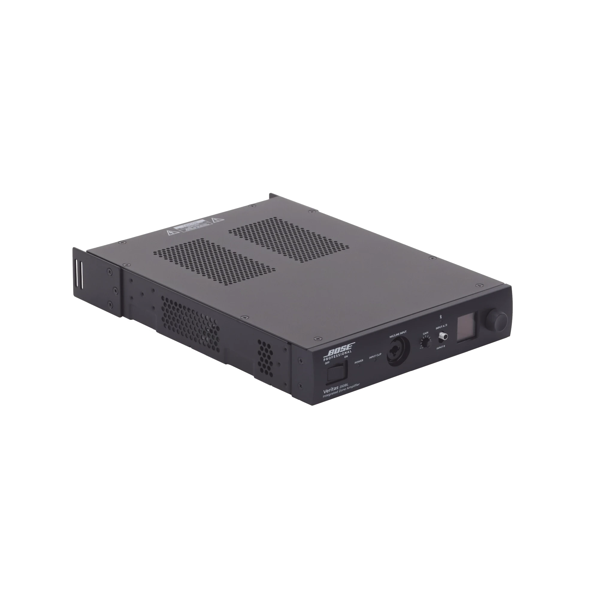 SILYMX Veritas 2x50W integrated zone amplifier with Bluetooth, DSP, and balanced inputs in a black metal chassis.