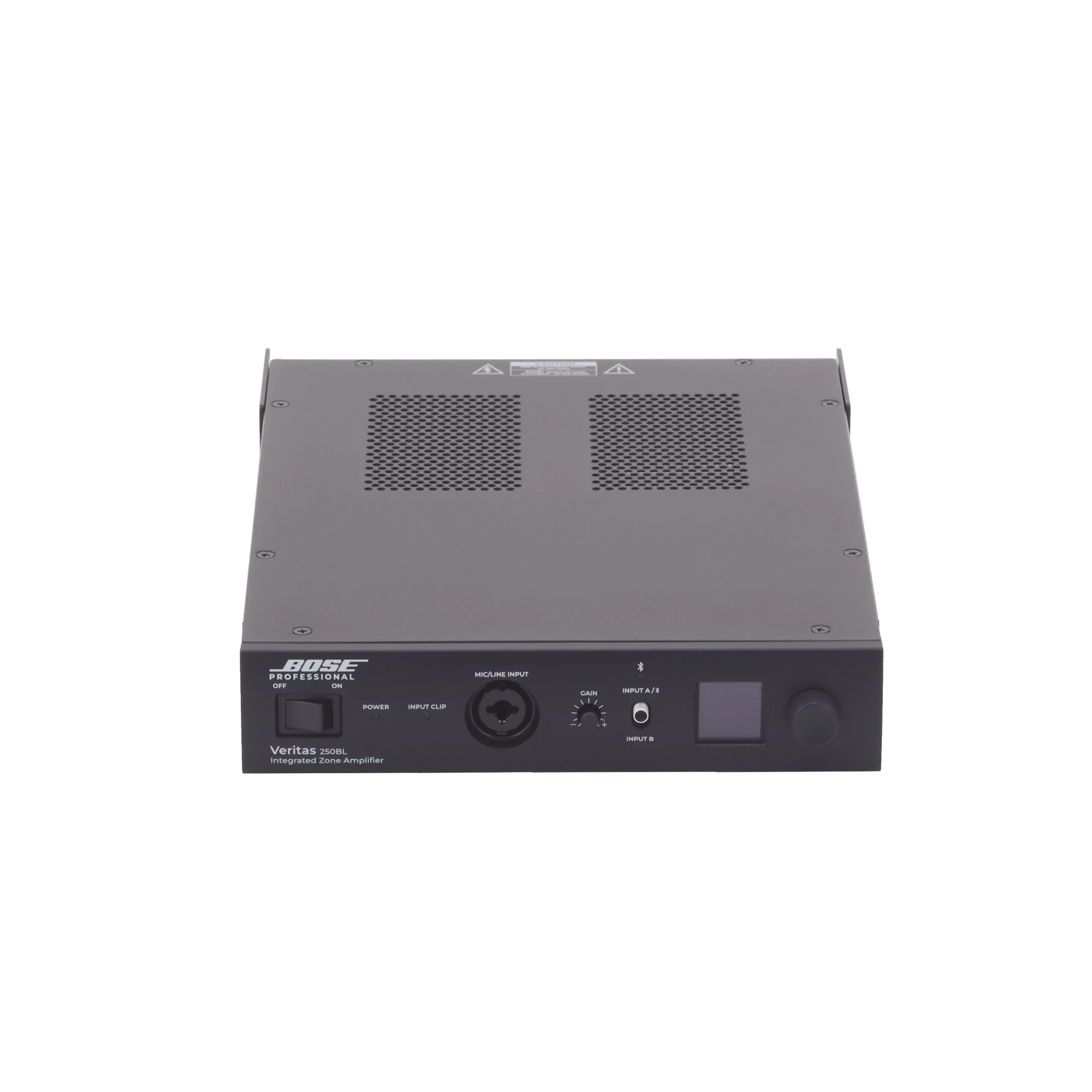 SILYMX Veritas 2x50W integrated zone amplifier with Bluetooth, DSP, and balanced inputs in a black metal chassis