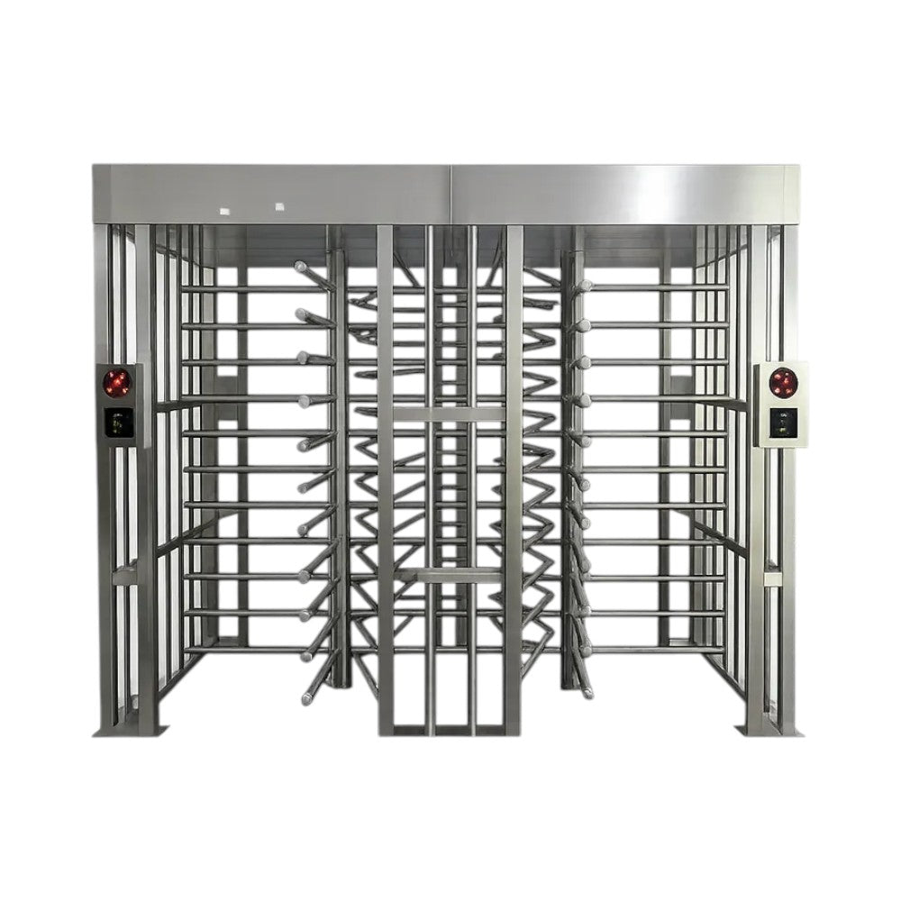 SILYMX WEJOIN WJFTH613B full height double lane outdoor turnstile in stainless steel with RFID and biometric access.